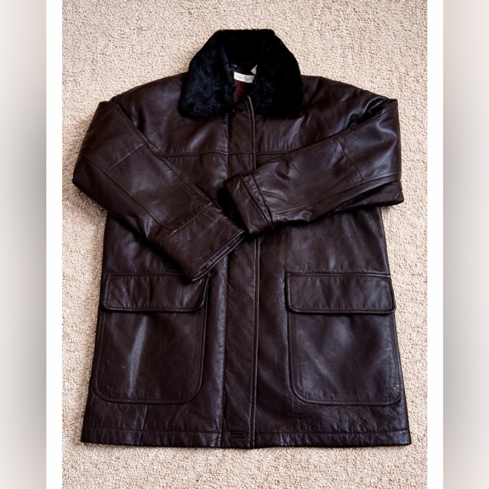 Vintage brown leather jacket menswear size large